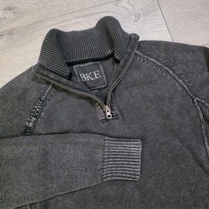 BKE Men's Size Small Washed Black  Knit Quarter Zip Long Sleeve Sweater
